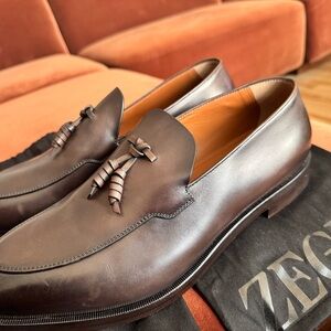 Ermenegildo Zegna Brown Leather Loafers New without box